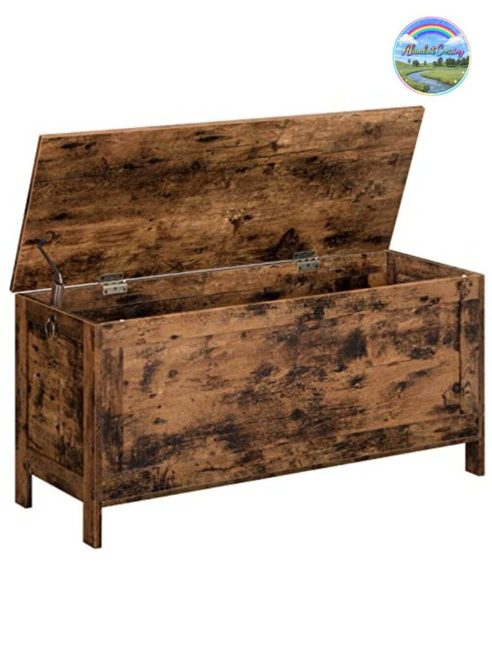 Retro Wooden Storage Bench Toy Box with Safety Hinge, 220 lb Capacity, Easy